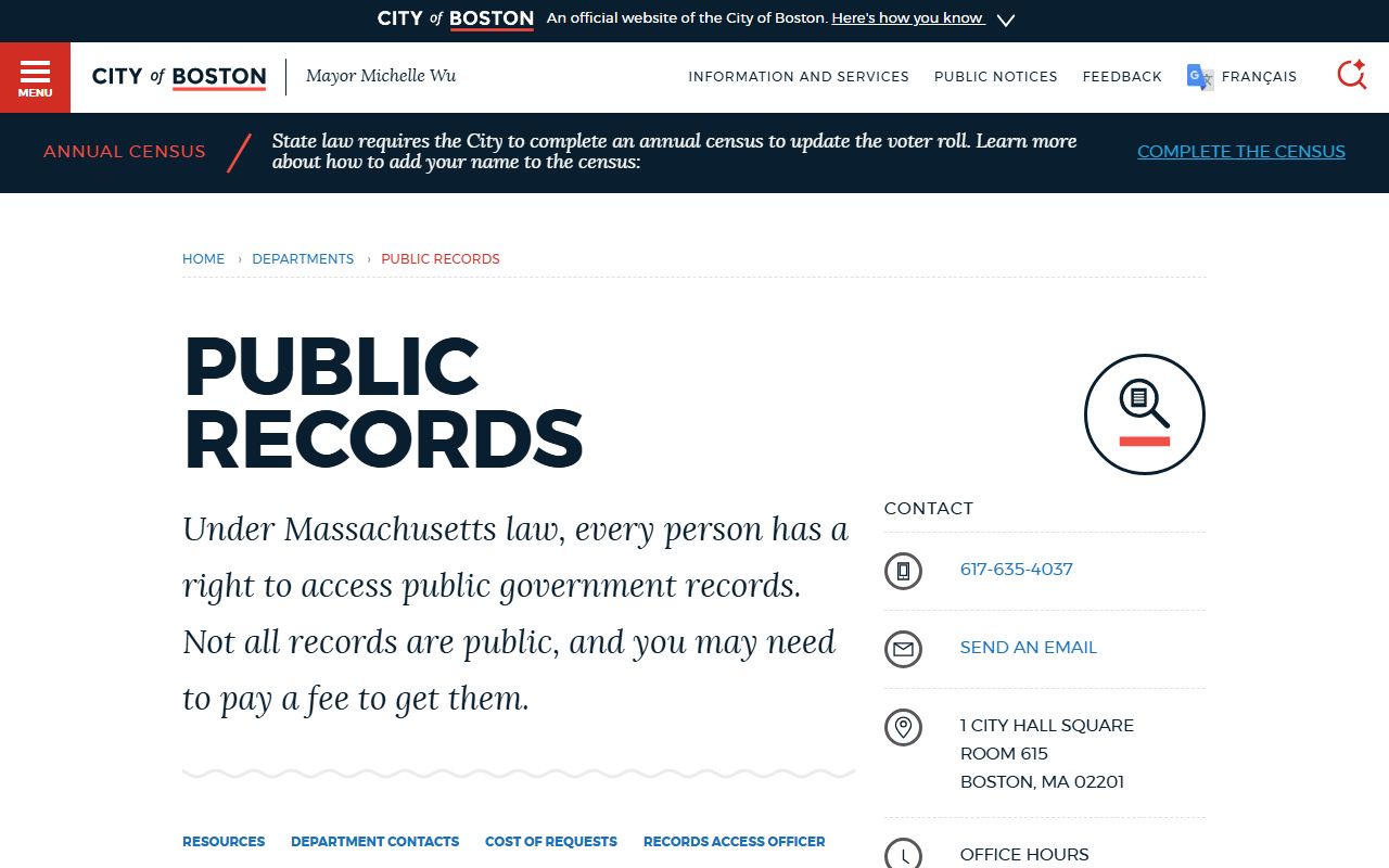 Boston Public Records portal for released inmate records