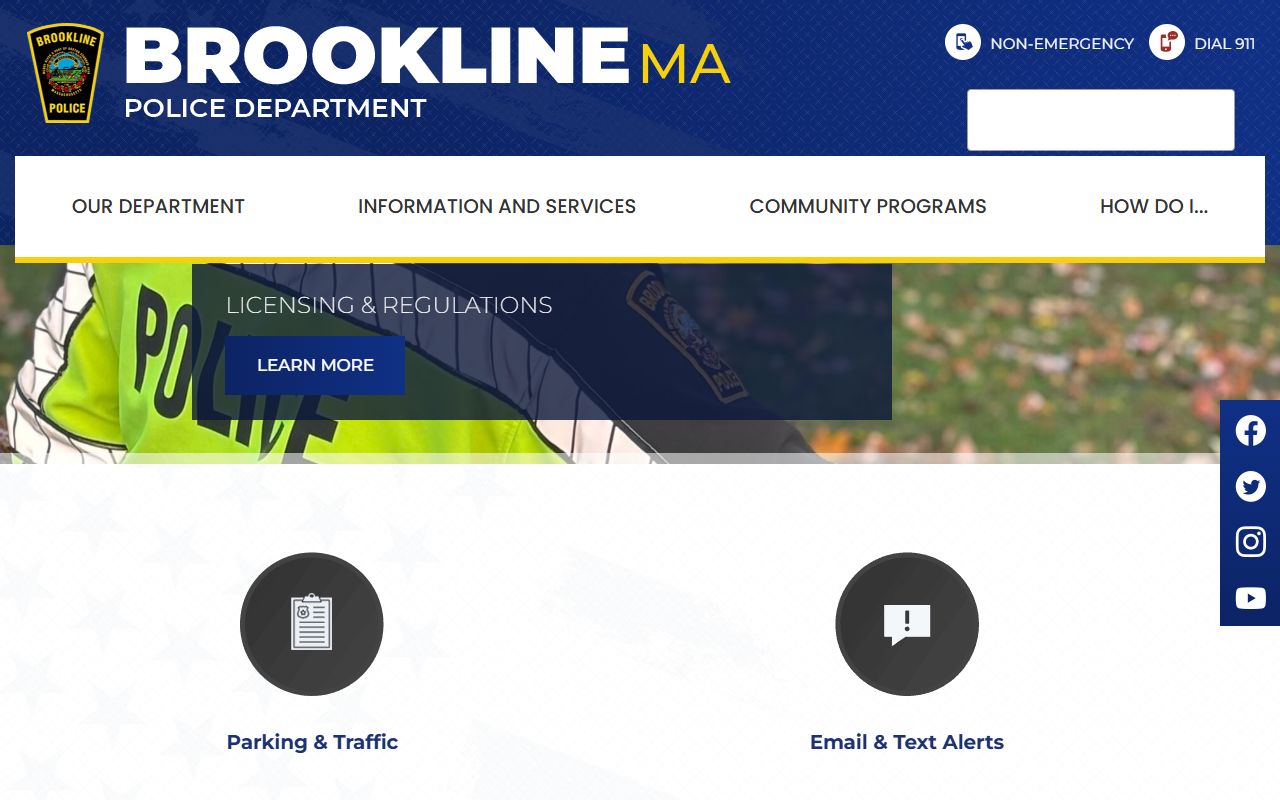 Brookline Police Department website showing released inmate records access