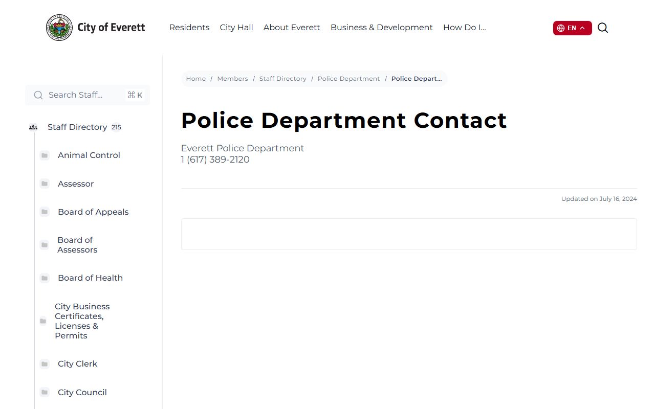 Everett Police Department page for released inmate records