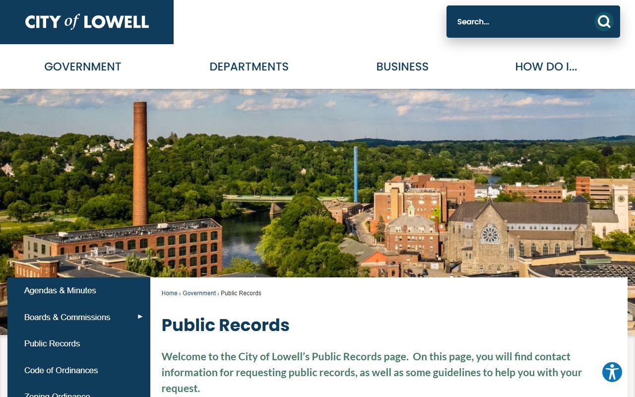 Lowell public records page for released inmate searches