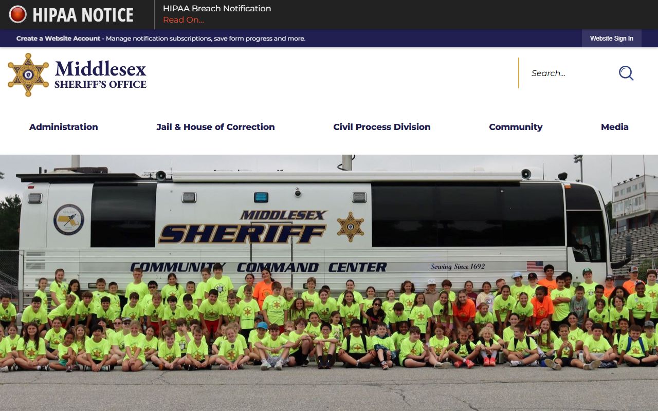 Middlesex County Sheriff website for Malden released inmate records