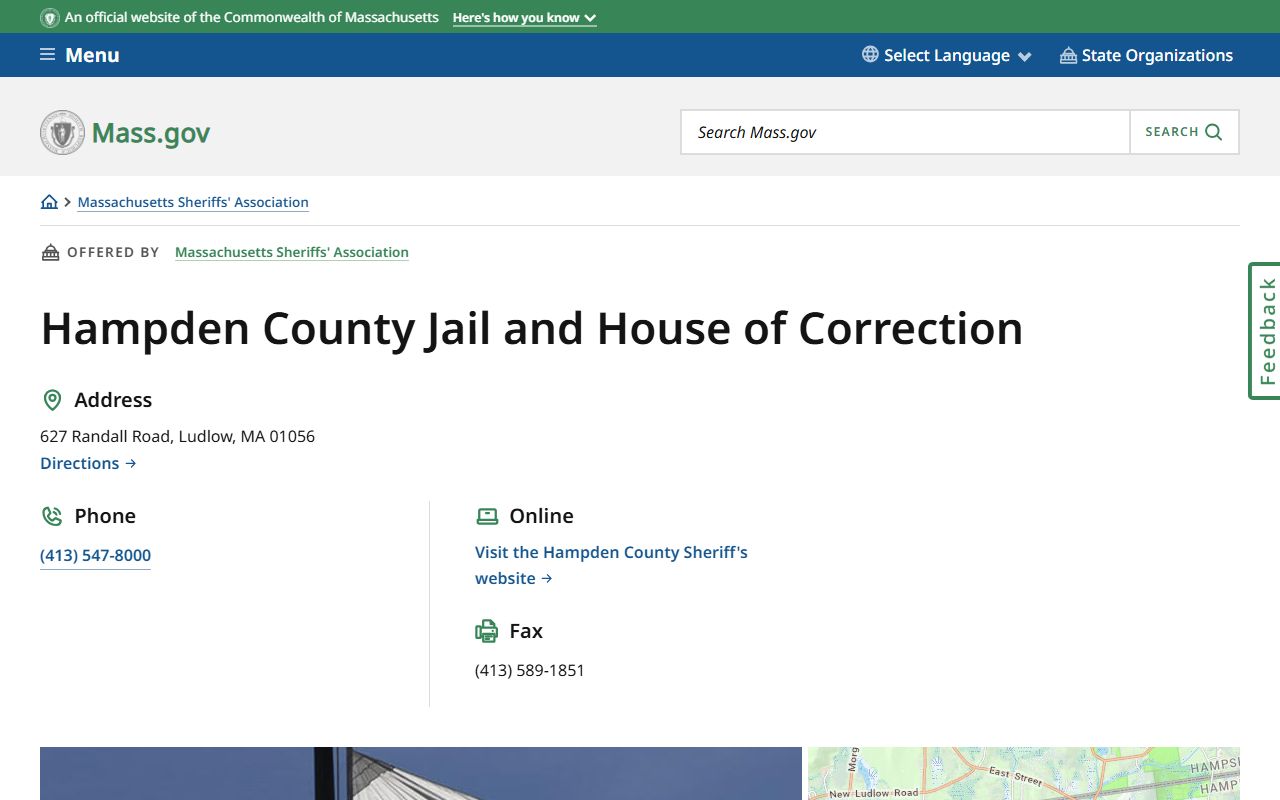 Hampden County facility information for Springfield released inmate records