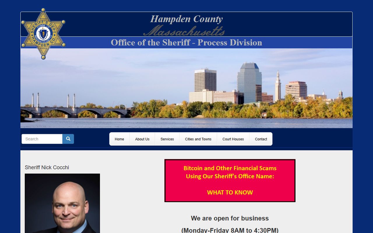 Hampden County Sheriff website for Springfield released inmate records