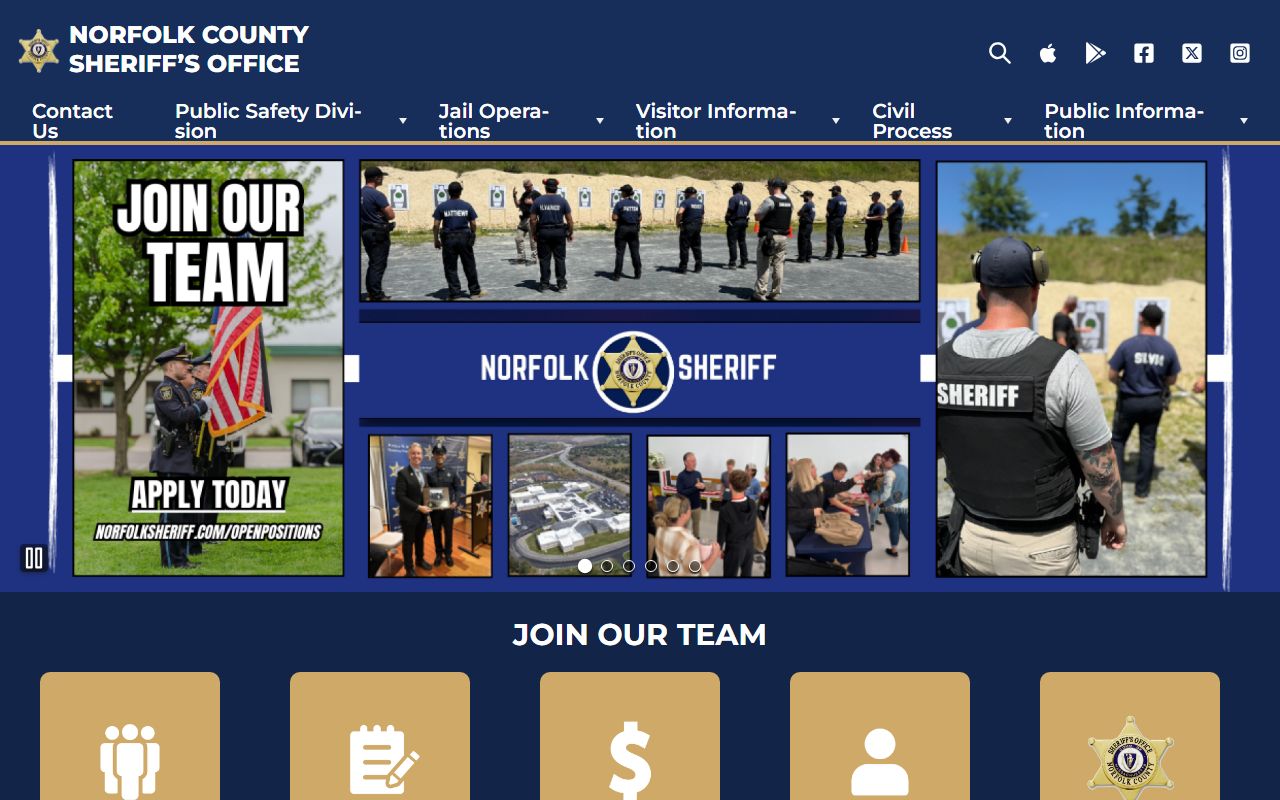 Norfolk County Sheriff website for Weymouth released inmate records