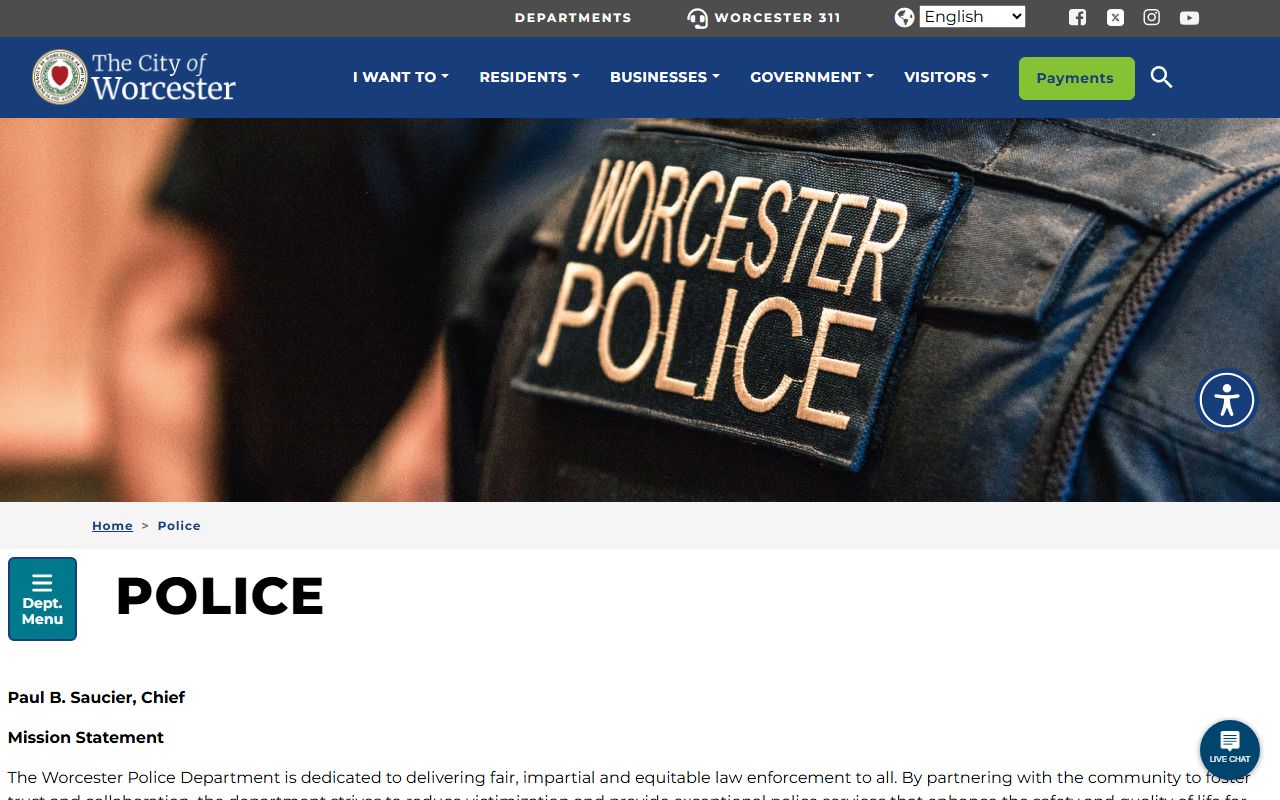 Worcester Police Department website for released inmate records