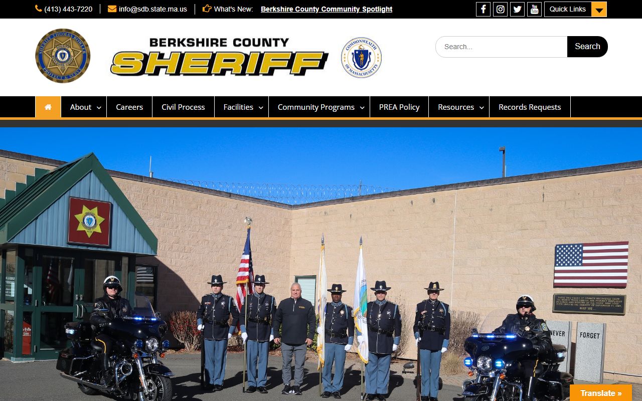 Berkshire County Sheriff's Office official site for released inmate records