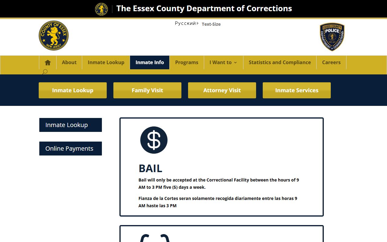 Essex County inmate info portal for released inmate records