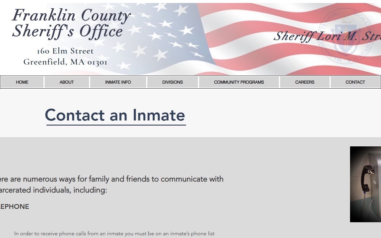 Franklin County contact an inmate page for released inmate records