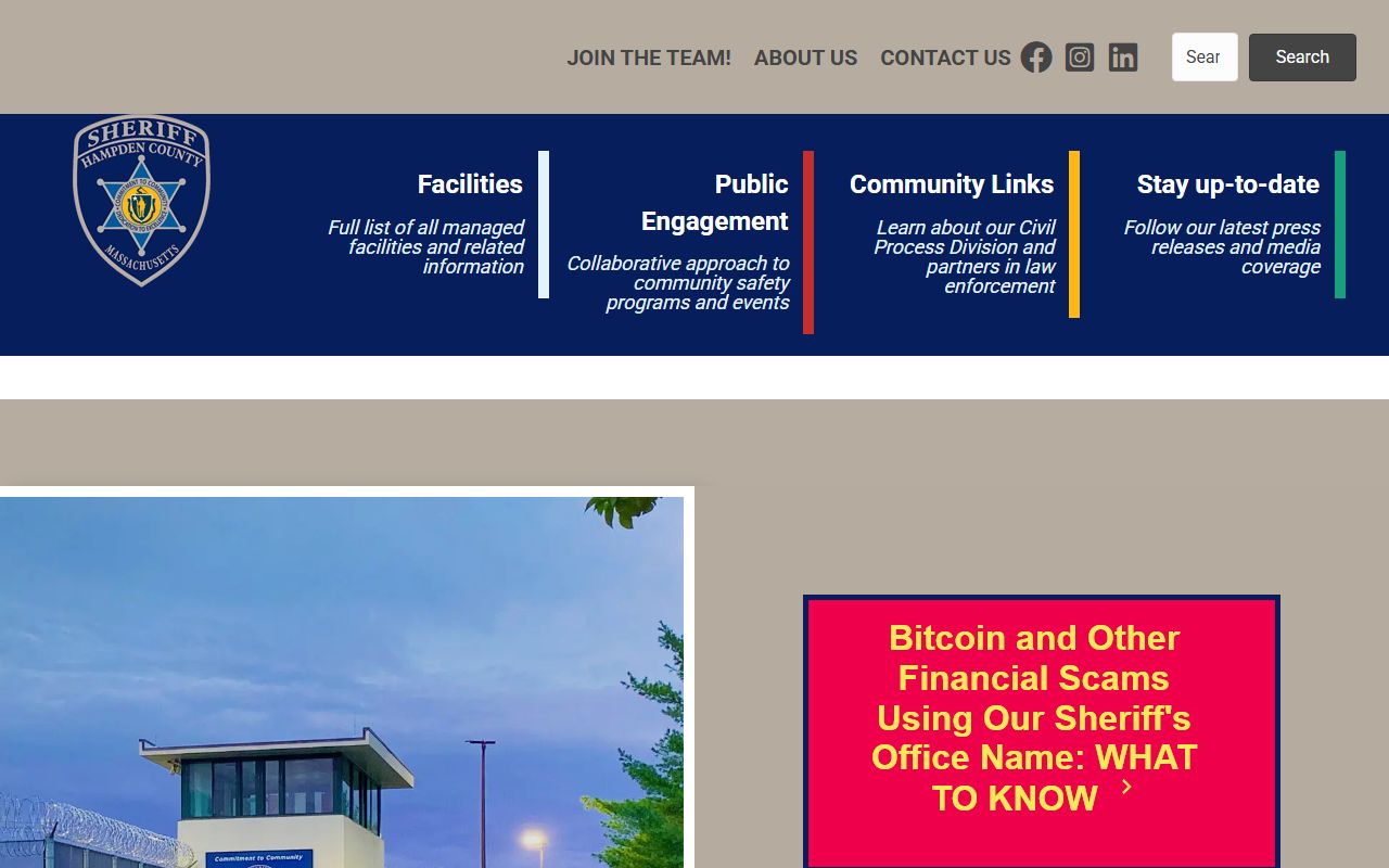 Hampden County Sheriff official website for released inmate records