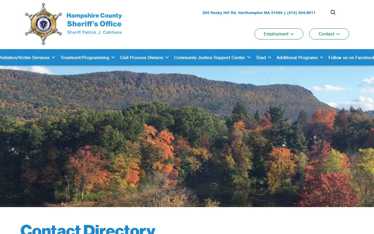 Hampshire County Sheriff contact directory for released inmate records requests