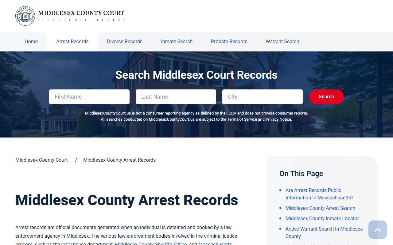 Middlesex County court records for released inmate search