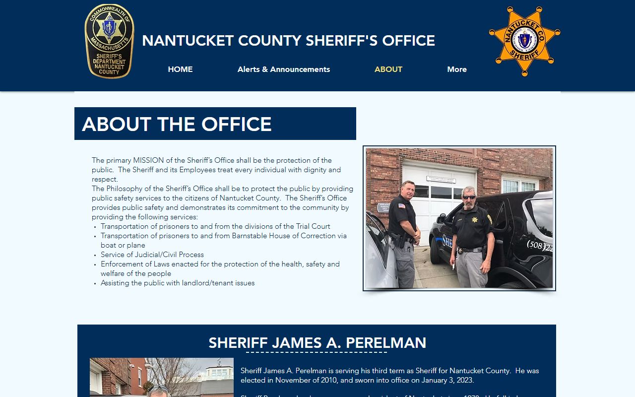 Nantucket County Sheriff about page released inmate records