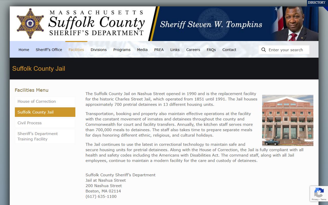 Nashua Street Jail Suffolk County released inmate records