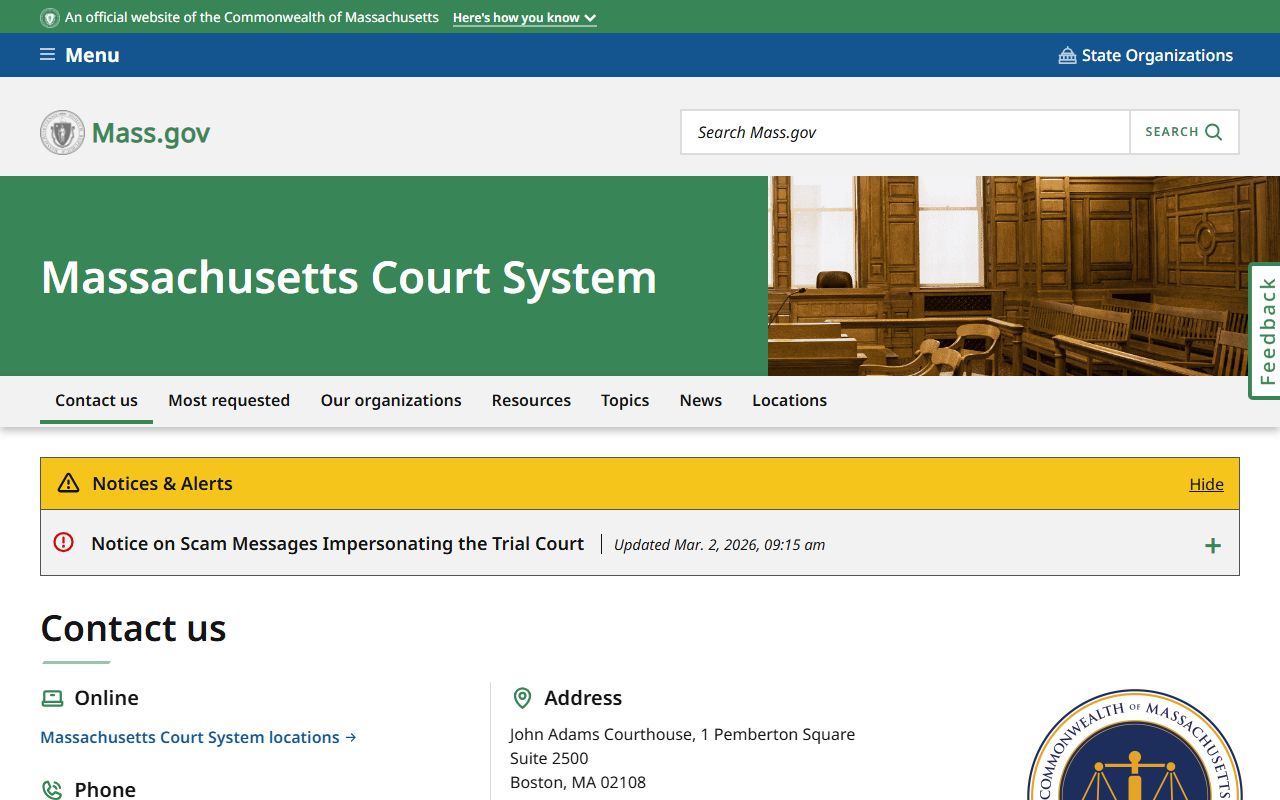 Massachusetts Trial Court search for released inmate records